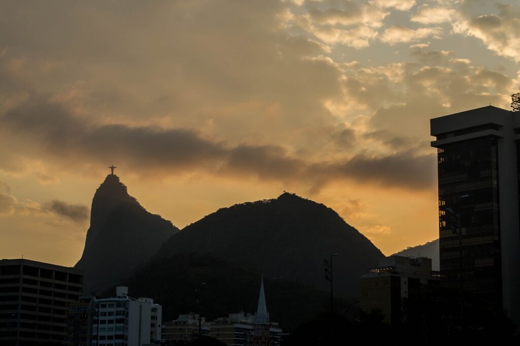 christ the redeemer, rio de janeiro, sunset