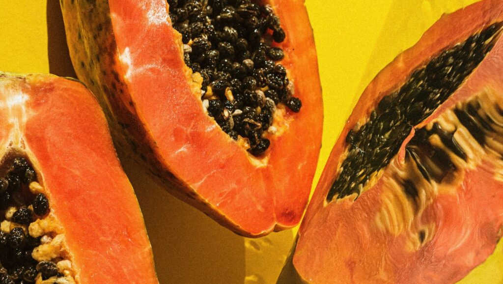 sliced papaya fruit