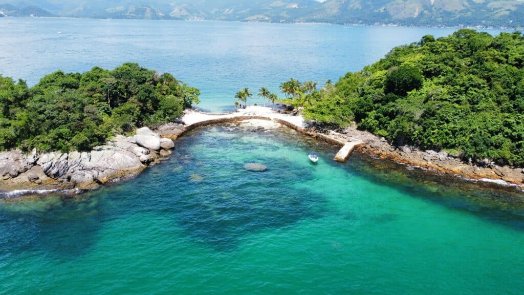 Aerial shot of a lagoon