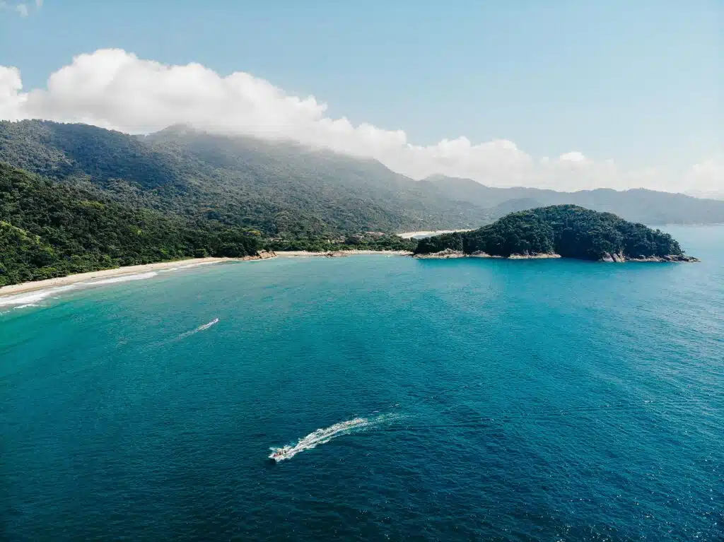 Aerial view of mountain near the sea