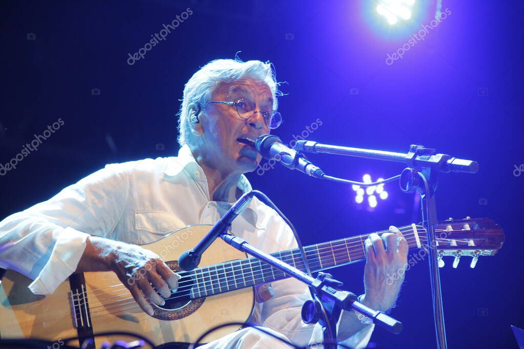 santo amaro, bahia, brazil - january 25, 2013: Singer Caetano Veloso during a performance in the city of Santo Amaro, Reconcavo da Bahia.