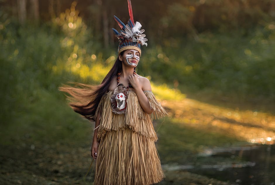 Tourists with indigenous guide in Amazon jungle