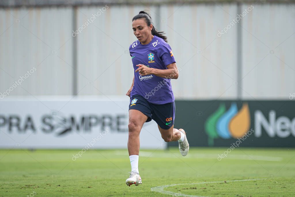 Sao Paulo (SP), 11/27/2023 - Player Marta during training for the Brazilian Women's Football Team on the afternoon of this Monday, November 27, 2023, at CT Joaquim Grava, in Sao Paulo- SP.