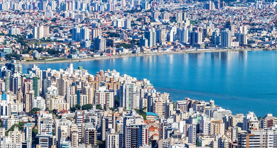 Brazil coastal city aerial inside Brazil