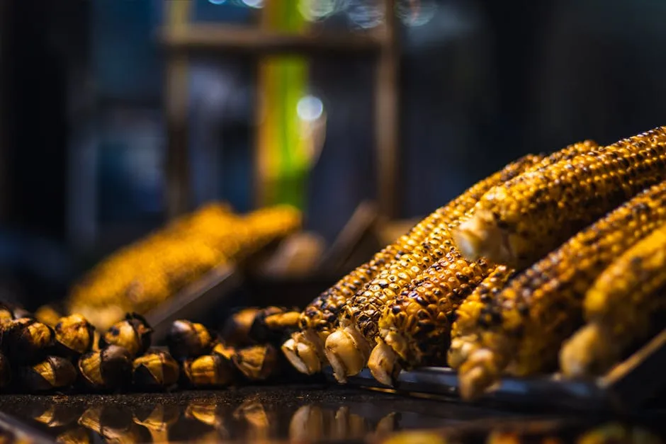 street stall grilled corn cobs inside Brazil