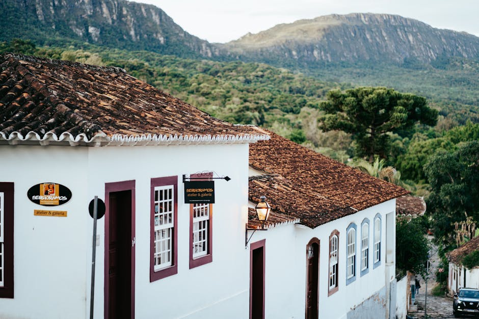 mountain town cobblestone street inside Brazil