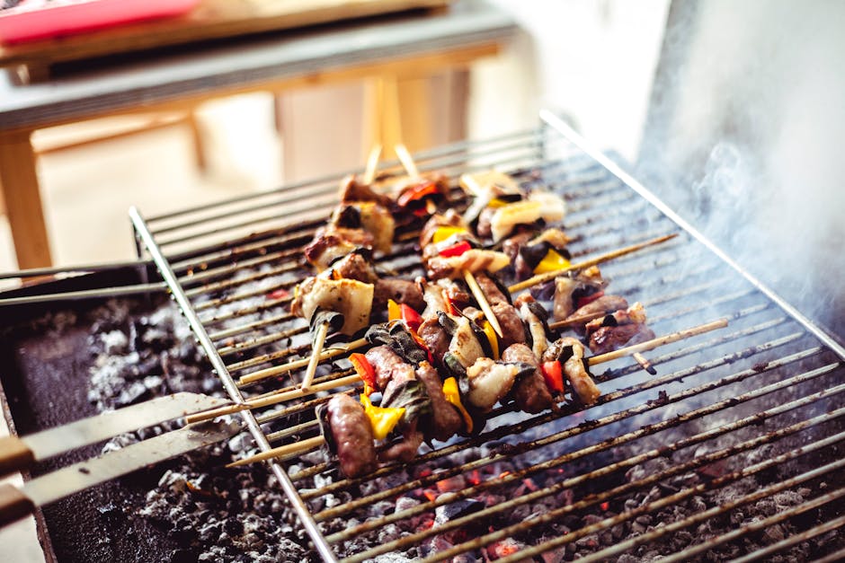 skewers over charcoal grill only