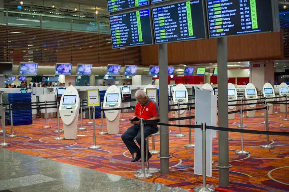 passenger checking flight departures board in Brazil