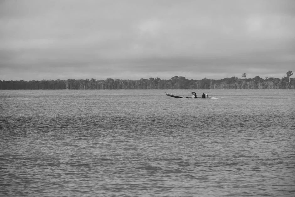 canoe along Amazon tributary in Brazil