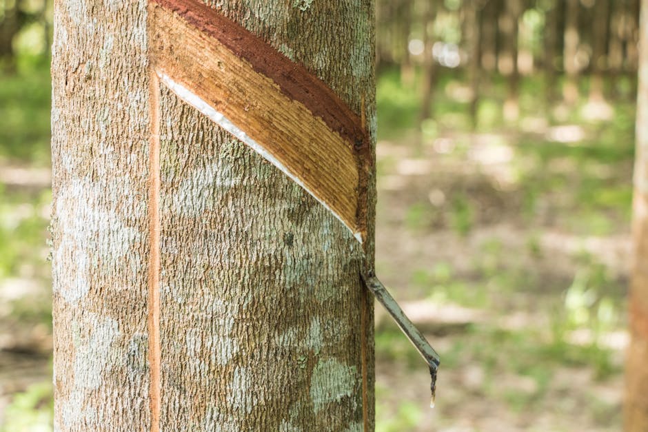 rubber tapper demonstrating extraction in Brazil