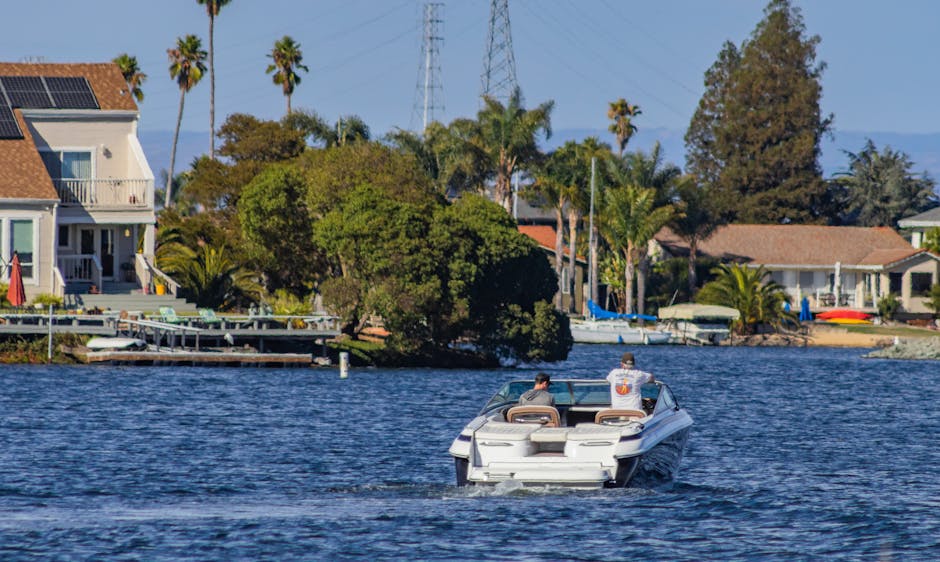 motorboat approaching riverside community in Brazil