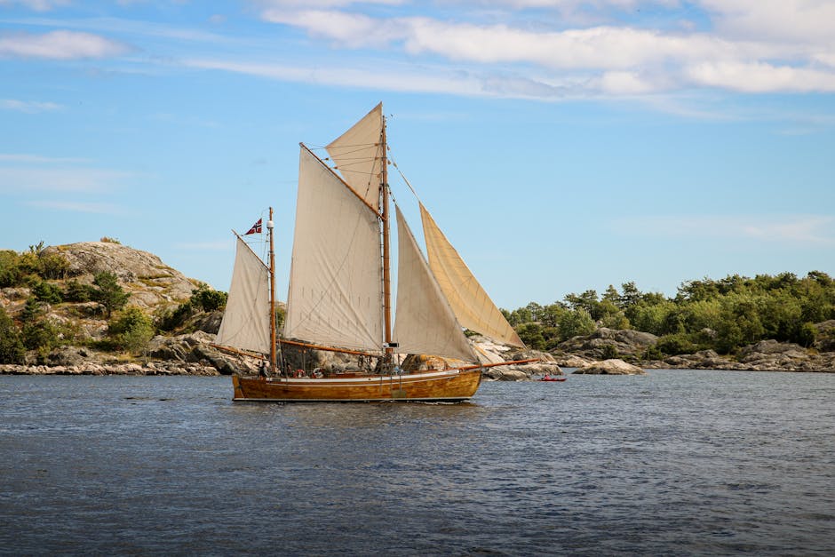 wooden sailboat near natural pools