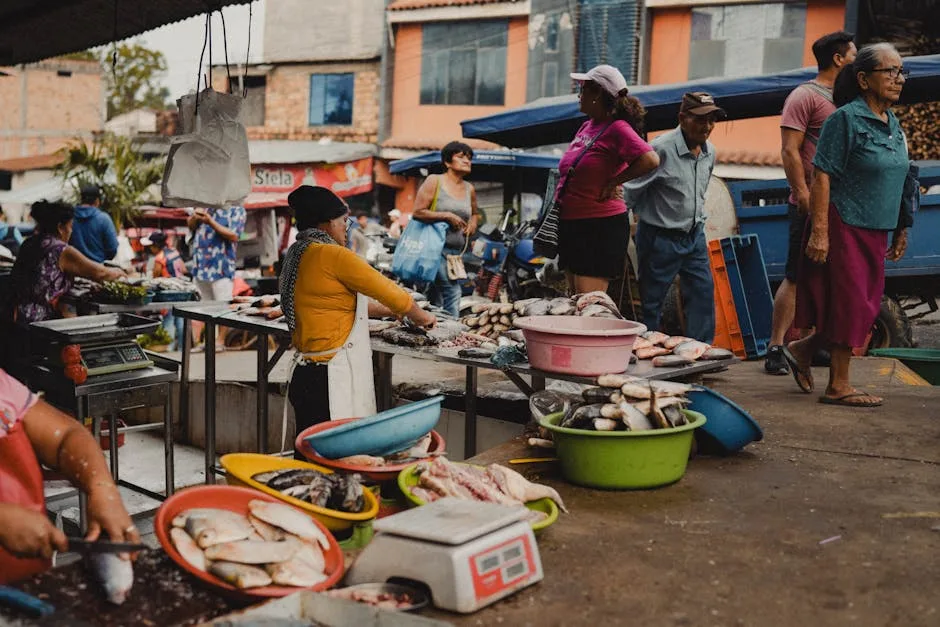 Belém market colorful fish stalls in Brazil
