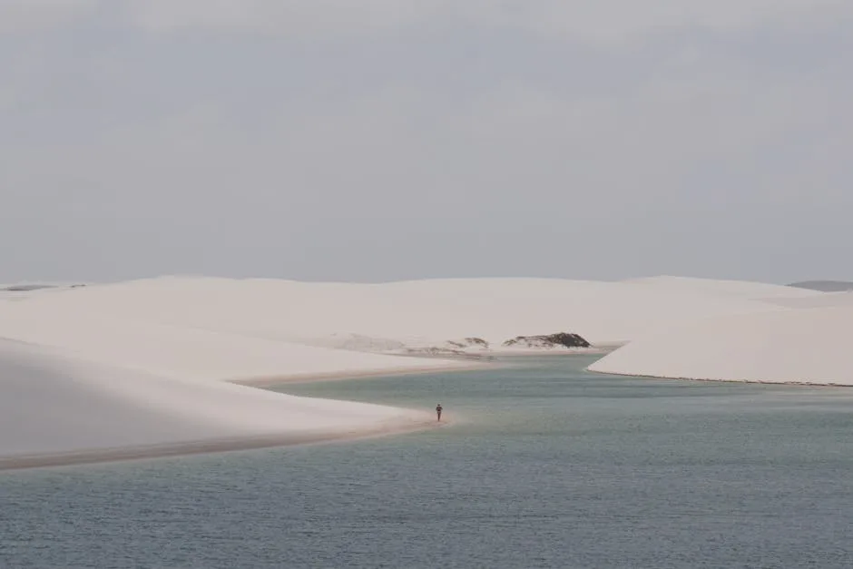 white sand dunes blue lagoons in Brazil