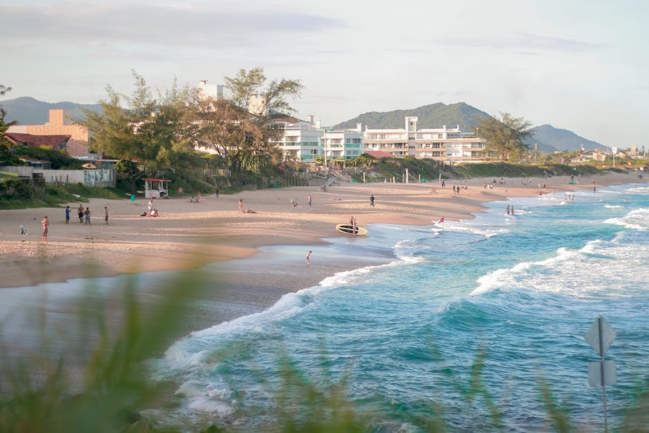 laptop beach view Florianopolis Brazil in Brazil