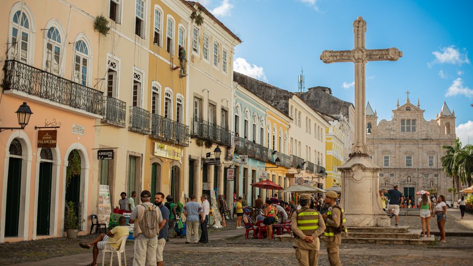 street musicians Pelourinho Salvador Brazil in Brazil