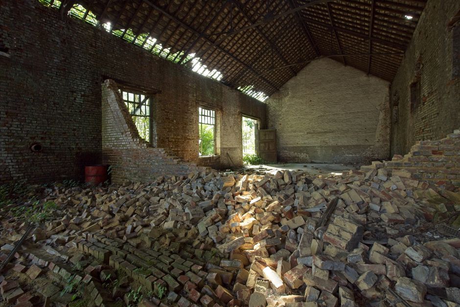 Overgrown brick factory Fordlândia in Brazil