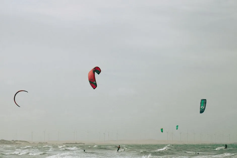 kitesurfer launching kite Prea beach in Brazil