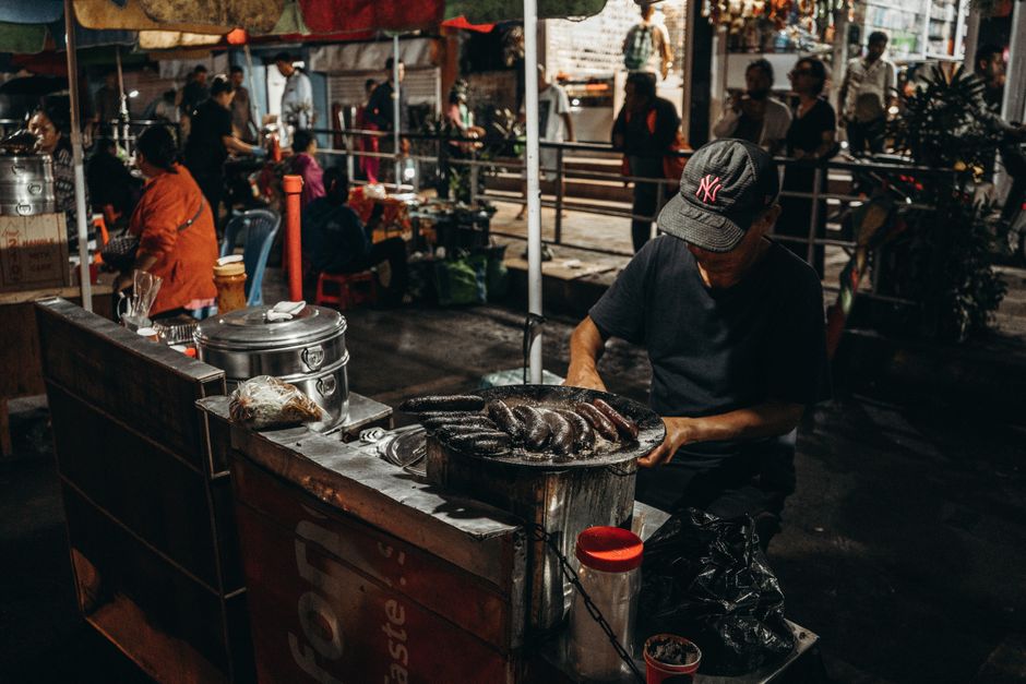 vendor selling acai bowls stall in Brazil