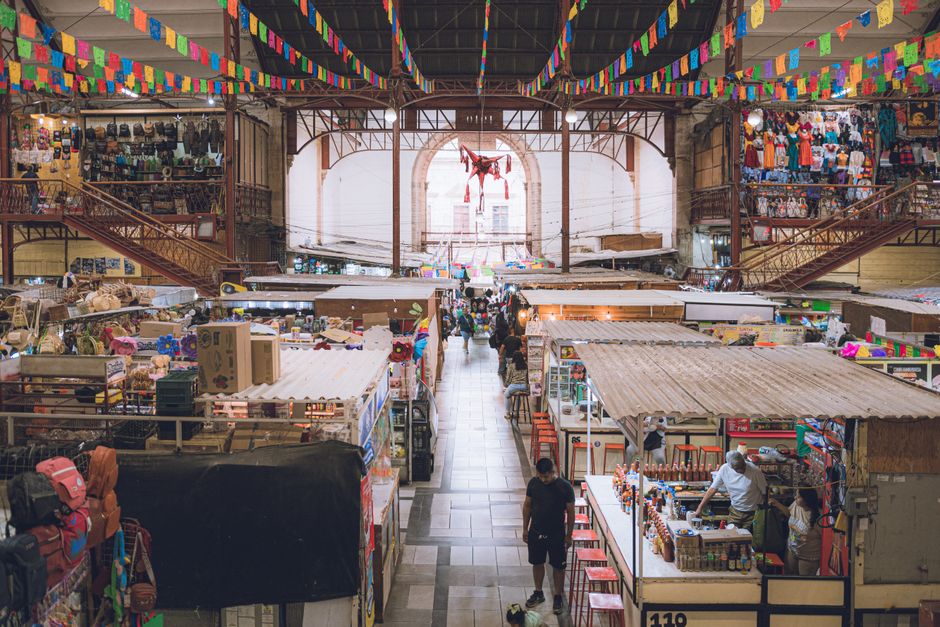 bustling mercado central market stalls
