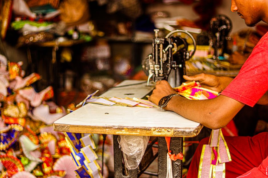 artisan sewing carnival headdress workshop