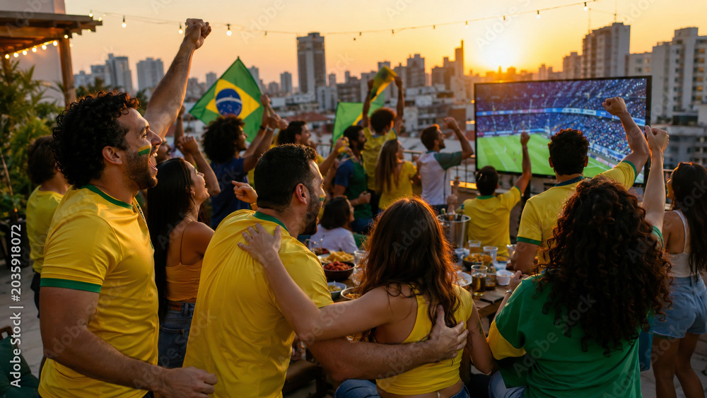 city skyline sunset from terrace in Brazil