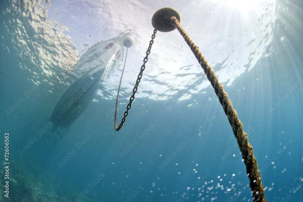 dive boat anchoring clear water in Brazil