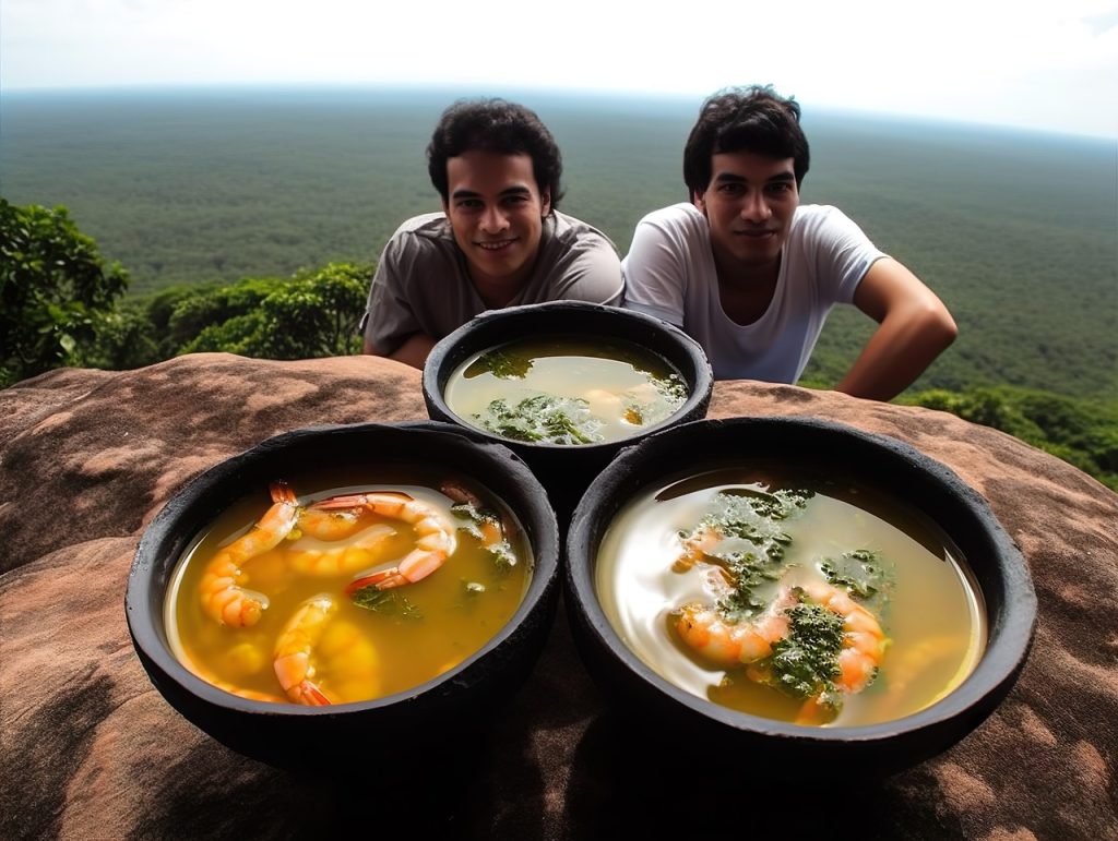 ai generated, tucupi, tacacá, dish, manioc gum, dry shrimp, chili, brazilian, cuisine, soup, food, broth