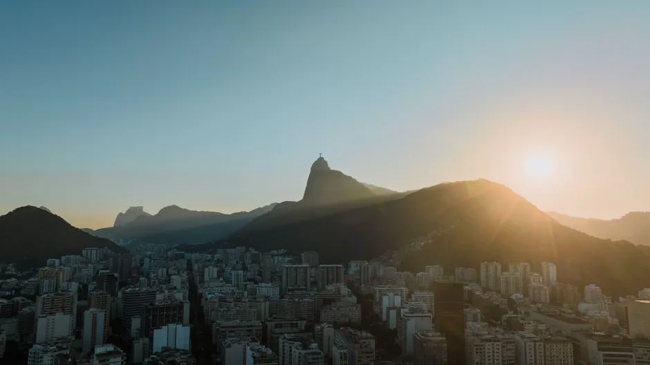 sunrise view Christ the Redeemer in Brazil