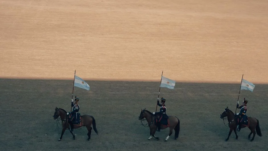 gaucho horse parade with flags in Brazil
