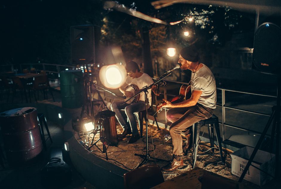 duo performing on outdoor stage in Brazil