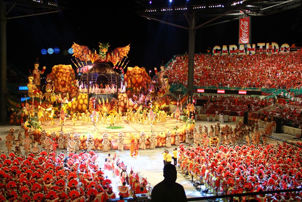 Parintins festival bright costume crowd in Brazil
