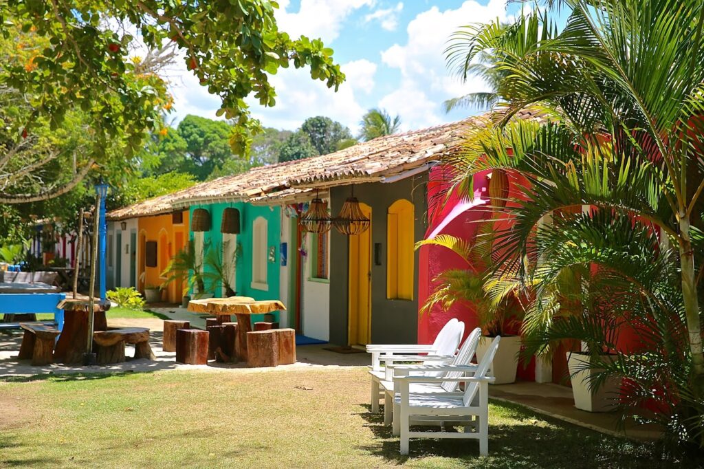 Trancoso beach wooden houses Quadrado in Brazil