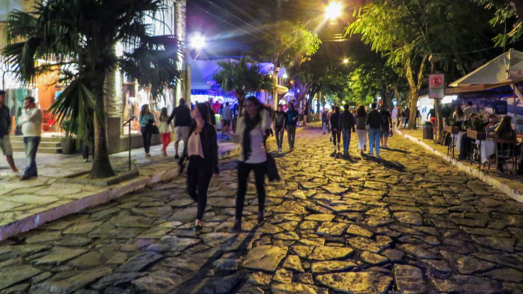 Rua das Pedras sunset crowd in Brazil