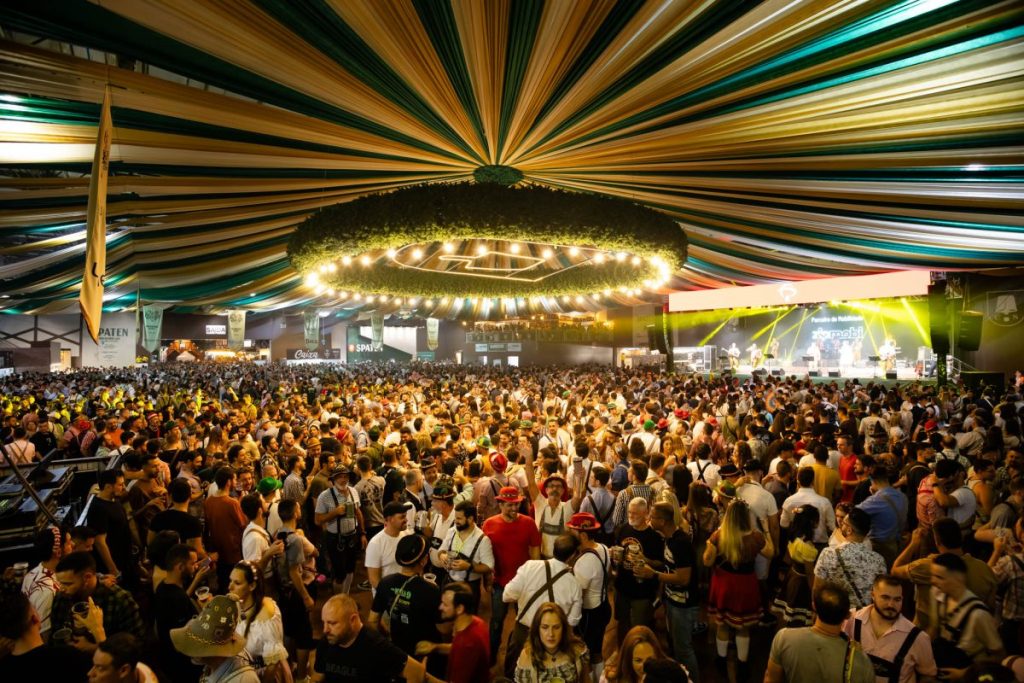 crowded beer tent Blumenau festival in Brazil