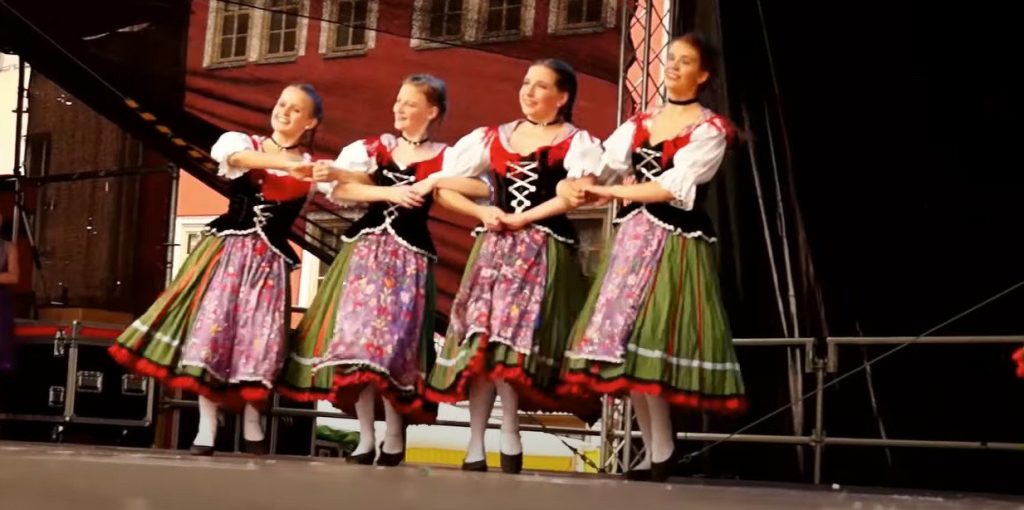 traditional German dancers parade in Brazil