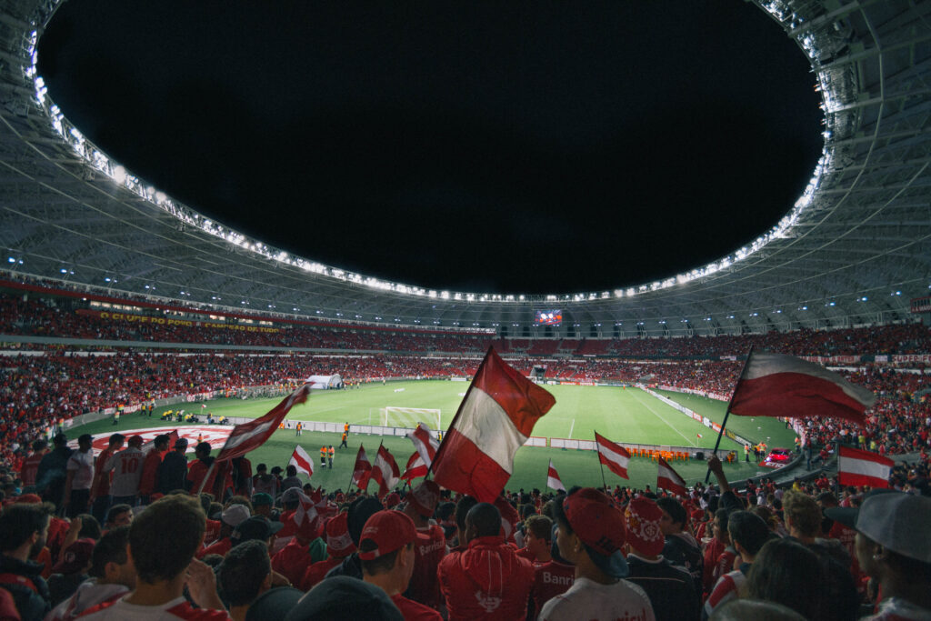 stadium standing crowd at night in Brazil